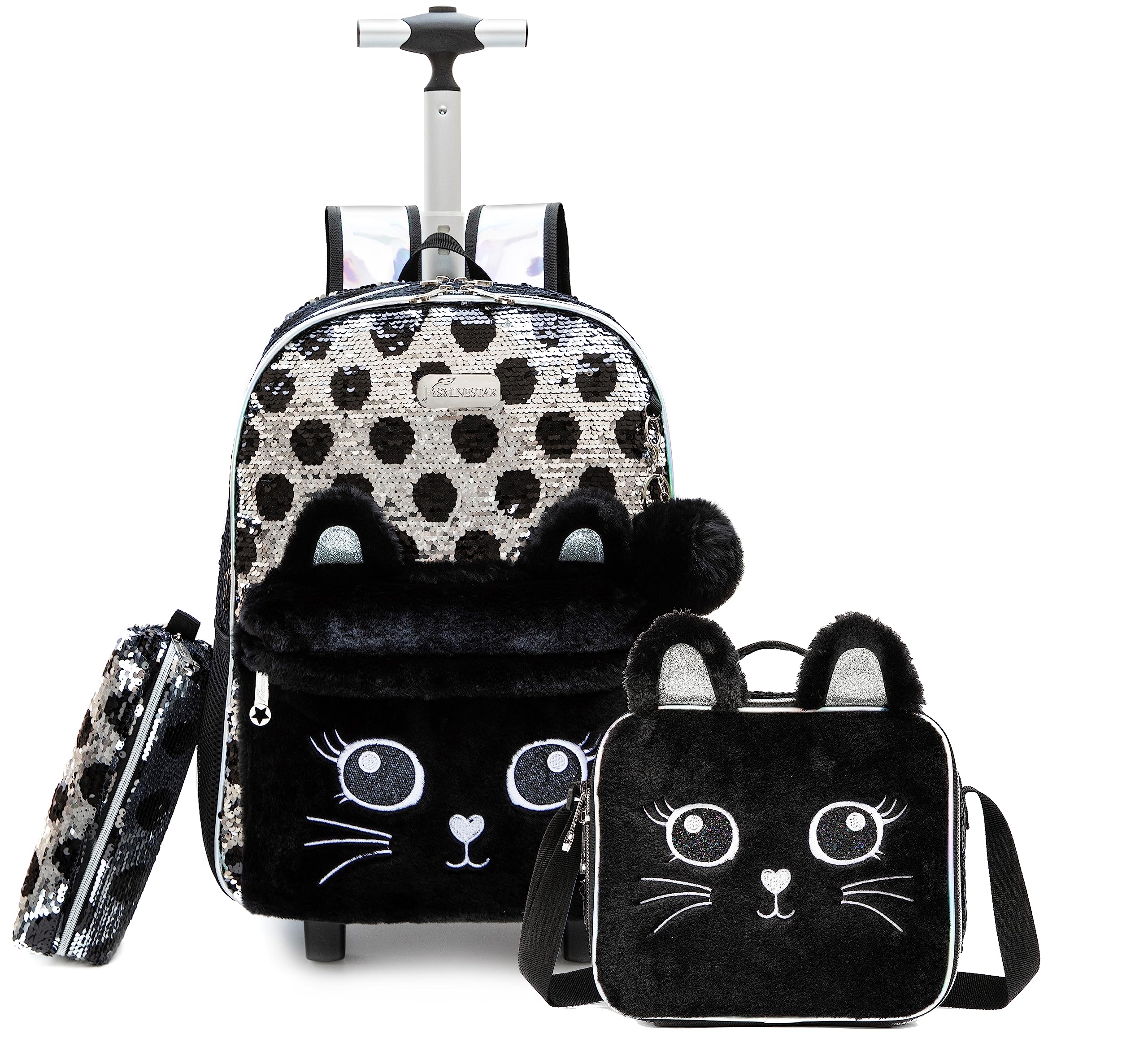 Rolling Backpack for Girls Backpack with Wheels Wheeled Backpack and Lunch Bag Set for Girls Rolling Suitcase