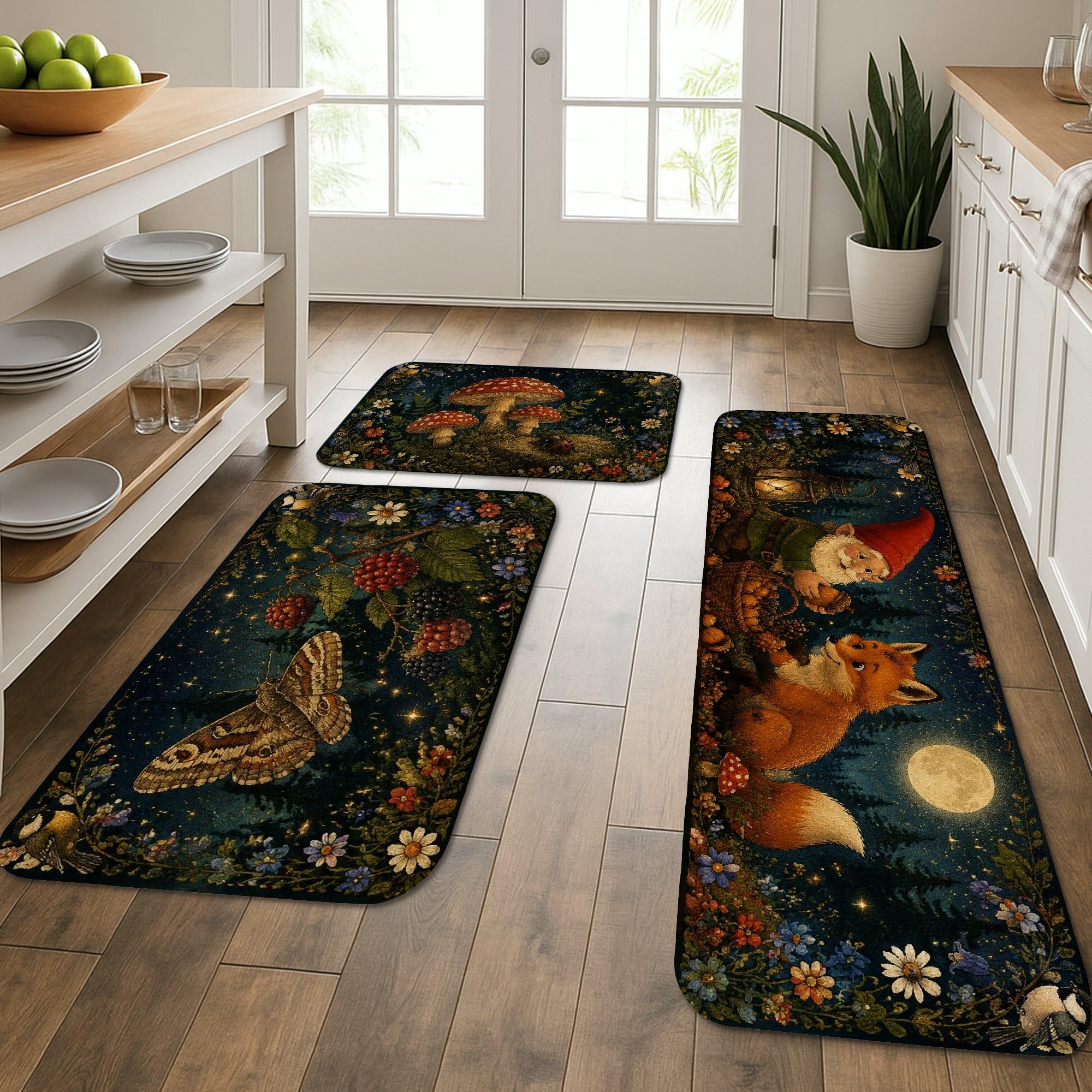 Tapis de cuisine au design nain et renard pour créer un foyer doux et vintage