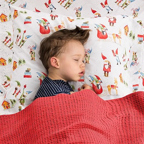 Miniatura 3 de Levtex Home Merry & Bright Collection - Juego de sábanas individual de gnomo para las fiestas, Navidad, sábana superior (66 x 96 pulgadas), sábana