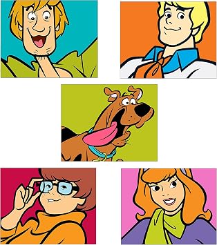 BigWig Prints Scooby Doo Poster - Scooby Doo Gifts, Shaggy, Thelma, Daphne, Fred, Party Decorations, Birthday Decorations, Wall Art Posters, Wall Decor Artwork - Unframed Set of 5 8x10