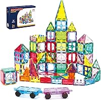 Ryoichi 138PCS Magnetic Building Tiles with 2 Cars - STEM Montessori Toys for Kids Ages 3-9+