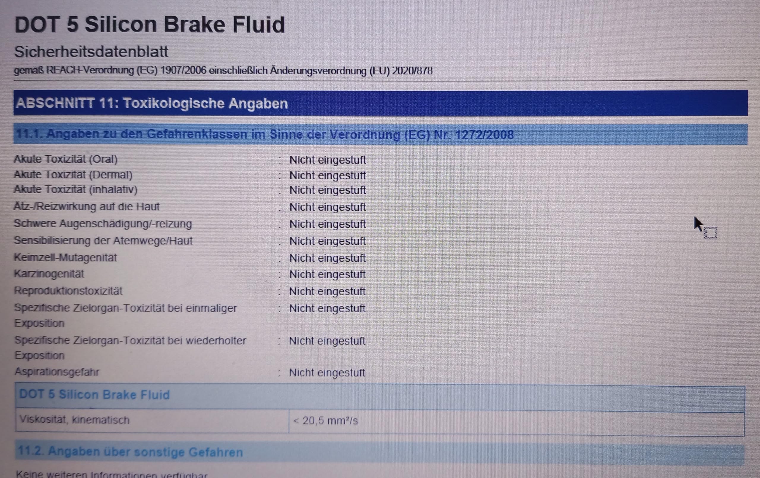 East Germany Oil Silikonbremsflüssigkeit DOT 5 Silicone Break Fluid DOT 5 - Flasche 1 Liter Inhalt-