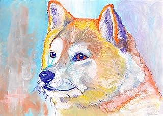 Akita Wall Art Print A4 Hand-signed Dog Gift Idea, Colourful Modern Akita Décor Stocking Filler Akita Owner Present