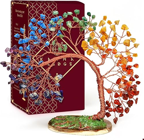 Árbol de la vida de cristal curativo de 7 chakras para decoración del hogar y la oficina, energía positiva, riqueza, buena suerte, cristales