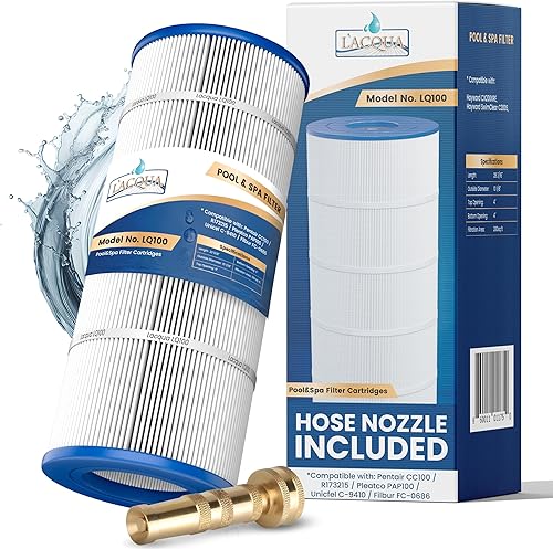 LACQUA Cartucho de filtro de piscina LQ100 100 SqF reemplaza Pentair Clean & Clear 100, CC100, CCRP100, R173215, Posi Clear PXCRP100, PAP100,
