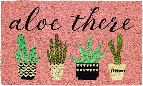 DII Felpudo Natural de Fibra de Coco, Estera Decorativa Hello, 17x29, Aloe There