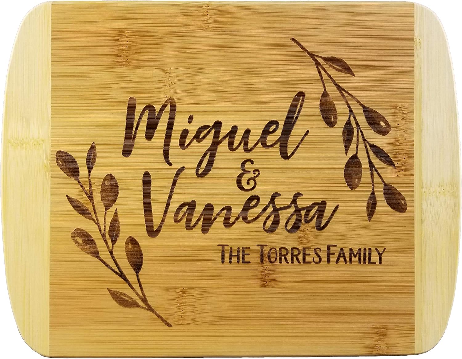 Rustic Wreath Custom Names Wooden Cutting Board (Thick) Custom Wedding Gift Engraved, Serving Tray | Meat, Vegetables, Cheese | Personalized Real Estate Closing Gifts for Buyers, Realtor New Home Gift