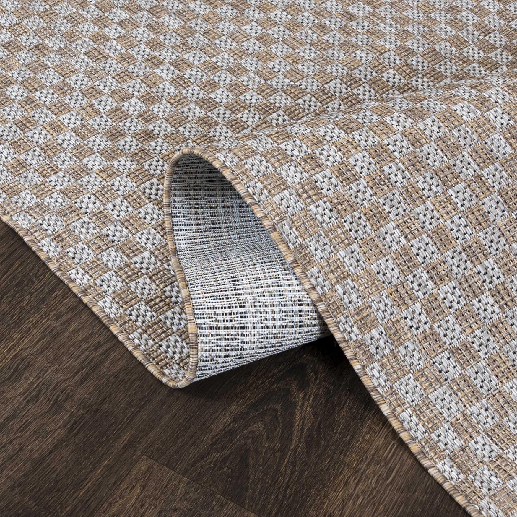 Mazovia Outdoor-Teppich Balkon 200x200cm Braun Anthrazit Geometrisch