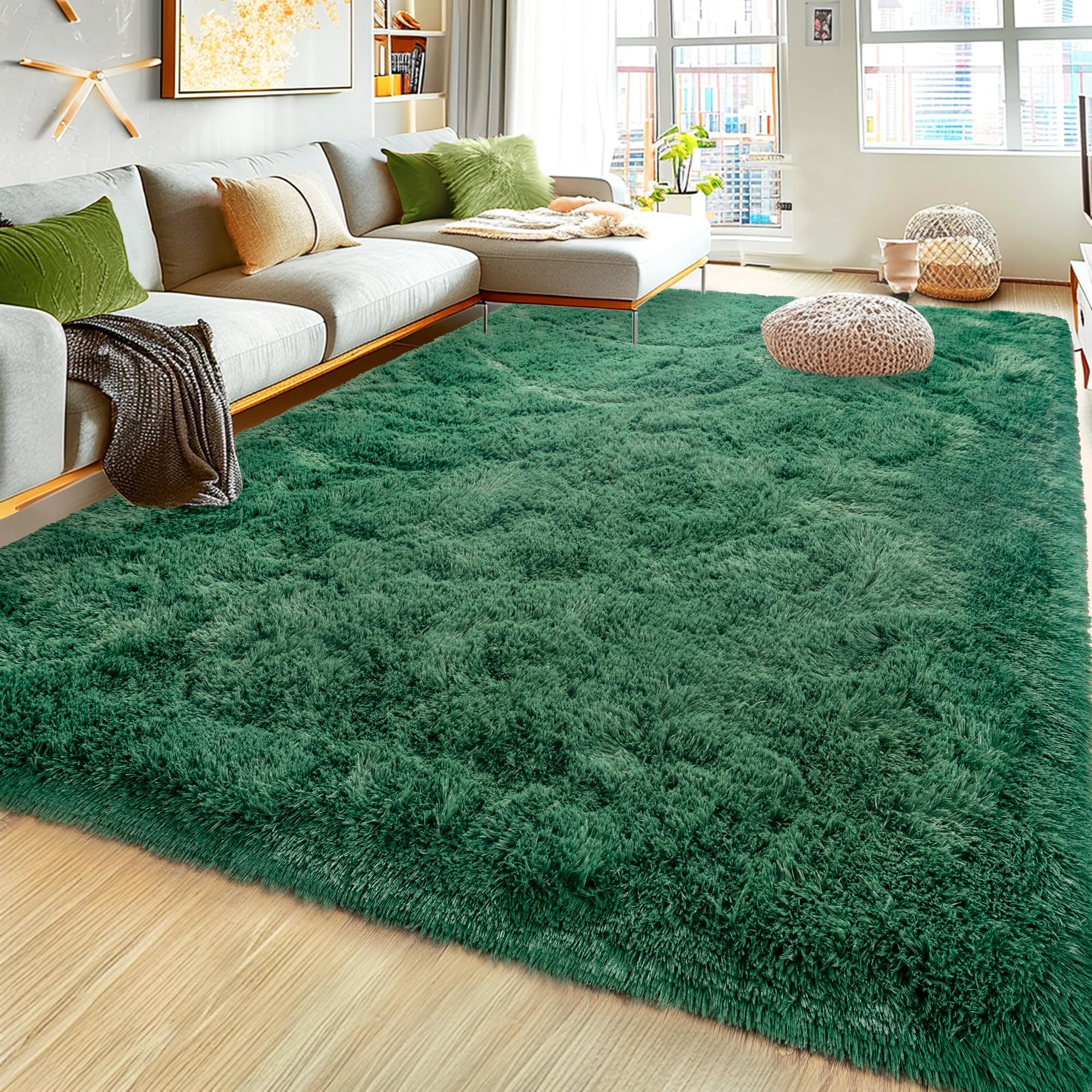 Ultra Fluffy Rug for Living Room Bedroom, 5x7 Fuzzy Large Area Rug for Living Room, Plush Soft Shag Carpet for Girl Boy Kids, Non Slip Rug Modern