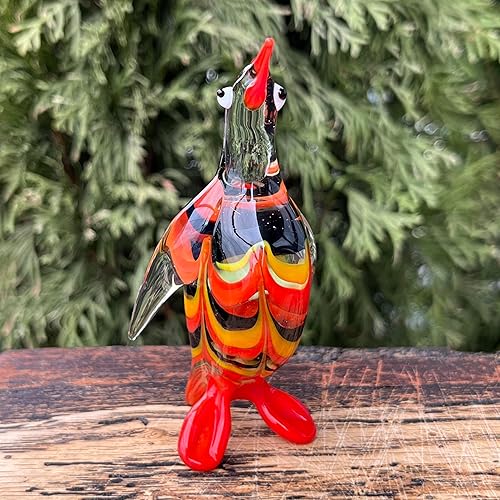 Vista 4 de Figura de pingüino de cristal – Miniatura soplada a mano estilo Murano – Adorno coleccionable de pingüino para estante o escritorio – Regalo