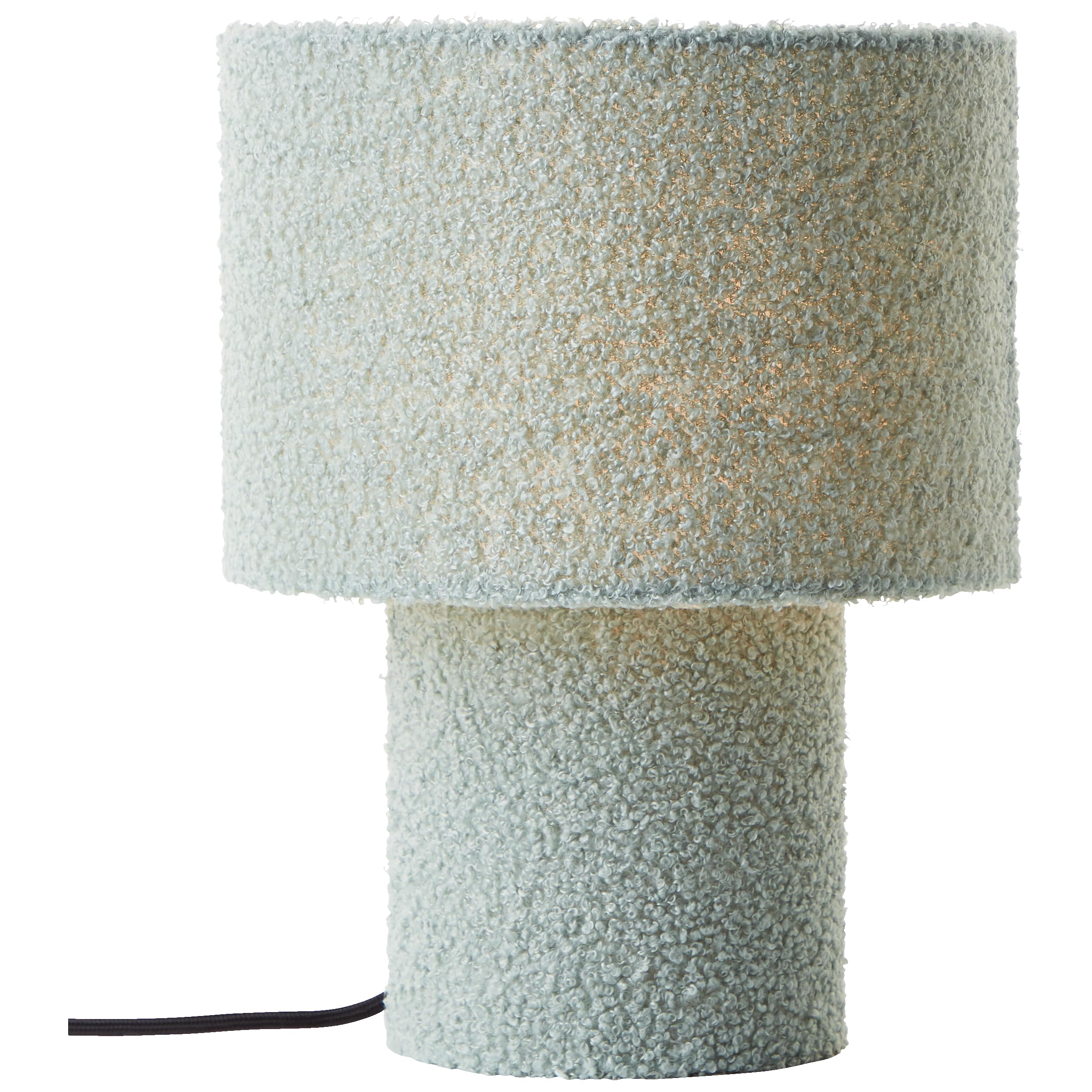 Lightbox Nacht-Tischlampe | Ø 23 cm, 30 cm Höhe | Tischleuchte mit Wipp-Schalter & hochwertigem Teddy-Stoff | E27 Fassung | flauschige Schlafzimmer-Lese-Lampe aus Metall/Textil in Grün