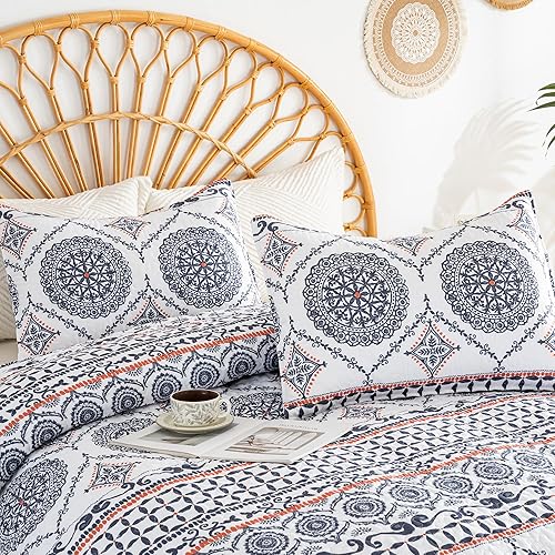 Miniatura 7 de L'IRISDOM Juego de edredones vintage de verano, colchas florales ligeras tamaño matrimonialqueen, funda de cama rústica campestre botánica