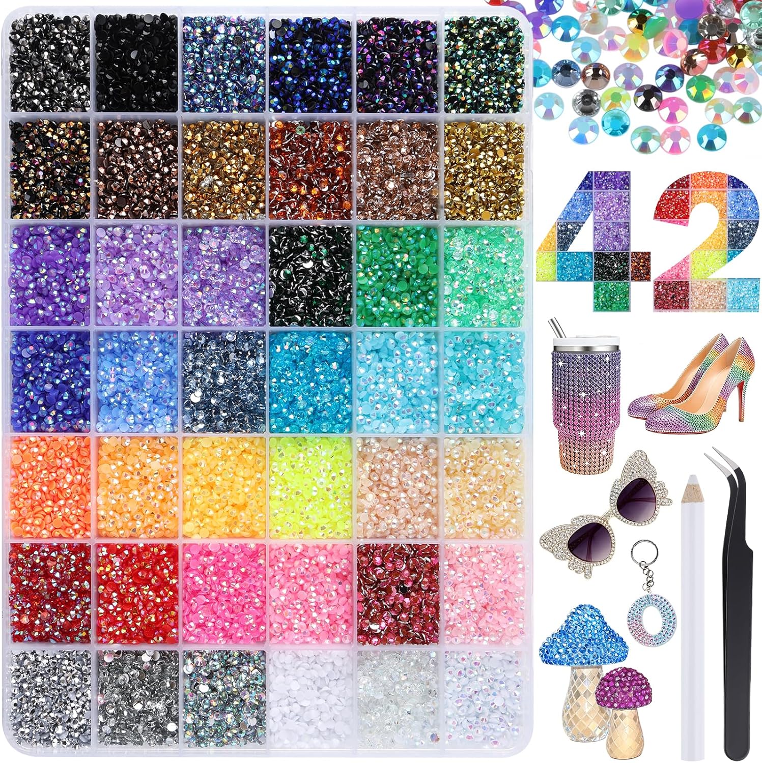 33000 Szt Błyszczących Dżetów Żywicznych, 3mm Płaski Tył do Nail Art