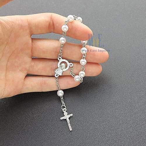 Miniatura 3 de Bautizo Favores (24PCS) Mini Rosarios de perlas simuladas con detalles chapados en Sivler - Reduerdos Mini rosariosRecuerditos De Bautismo - Primera