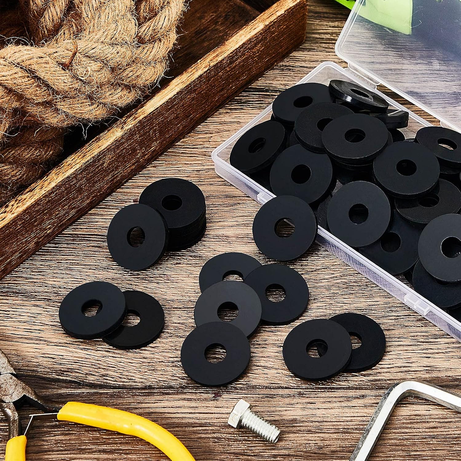 Fabbay 50 Pack Rubber Flat Washer 1.25" Od x 0.375" ID x 0.125" Thickness