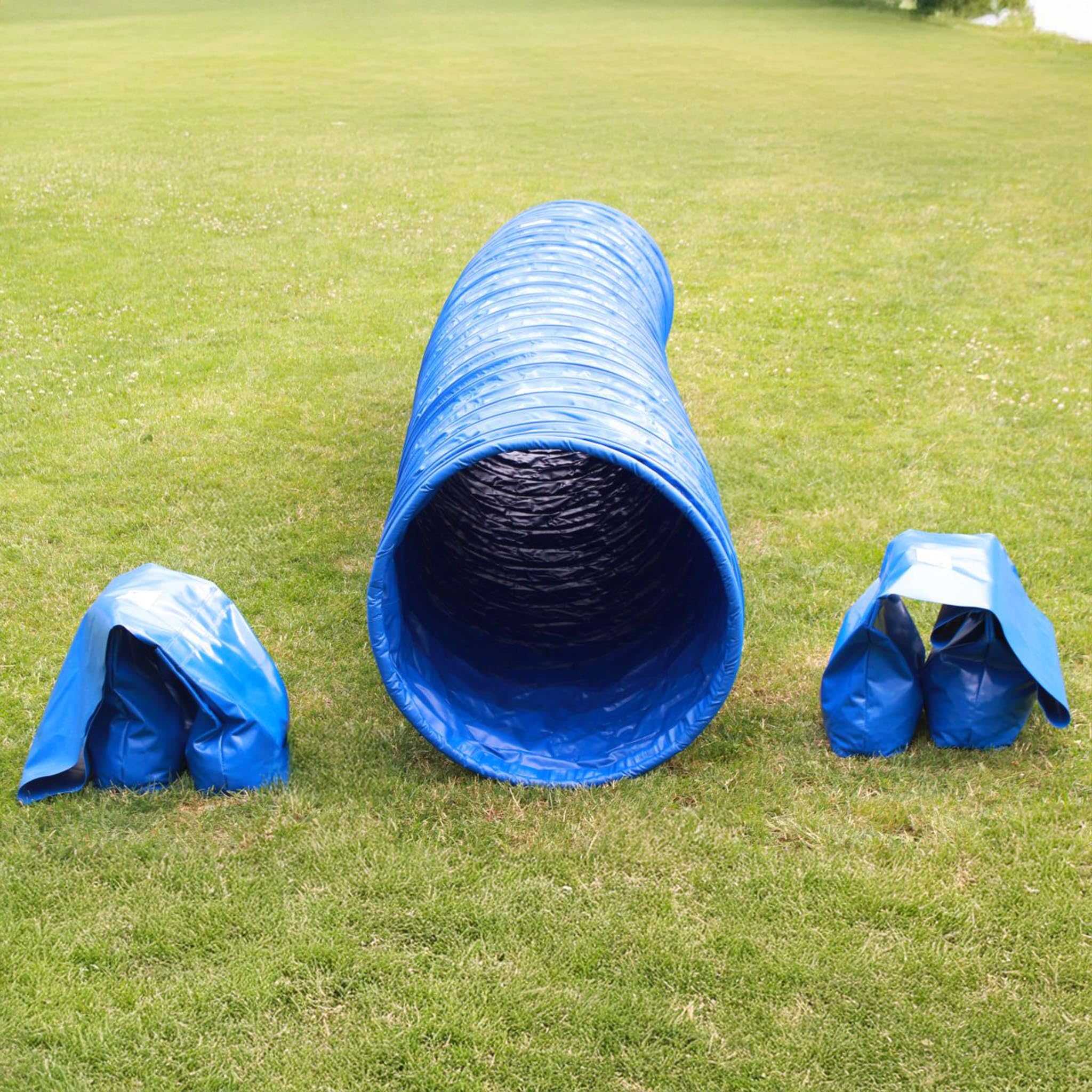 Callieway® Túnel de agilidad para perros, túnel profesional, dispositivo de agilidad (sacos de apoyo ya incluidos) (6 m, azul)