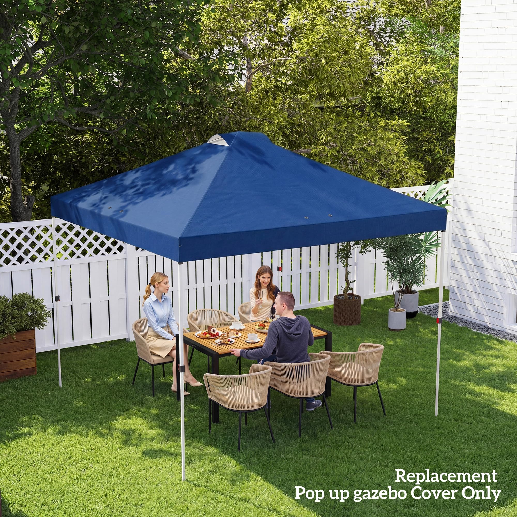 Outsunny 3 x 3(m) Pop Up Gazebo Canopy Replacement Cover with 8 Drainage Holes and Double Vents, UV50+ Waterproof Canopy Cover Replacement Top, Blue — view 9