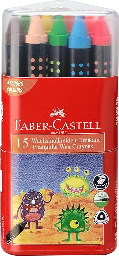 Faber-Castell Triangular 75mm Wax Crayons (Pack of 15)