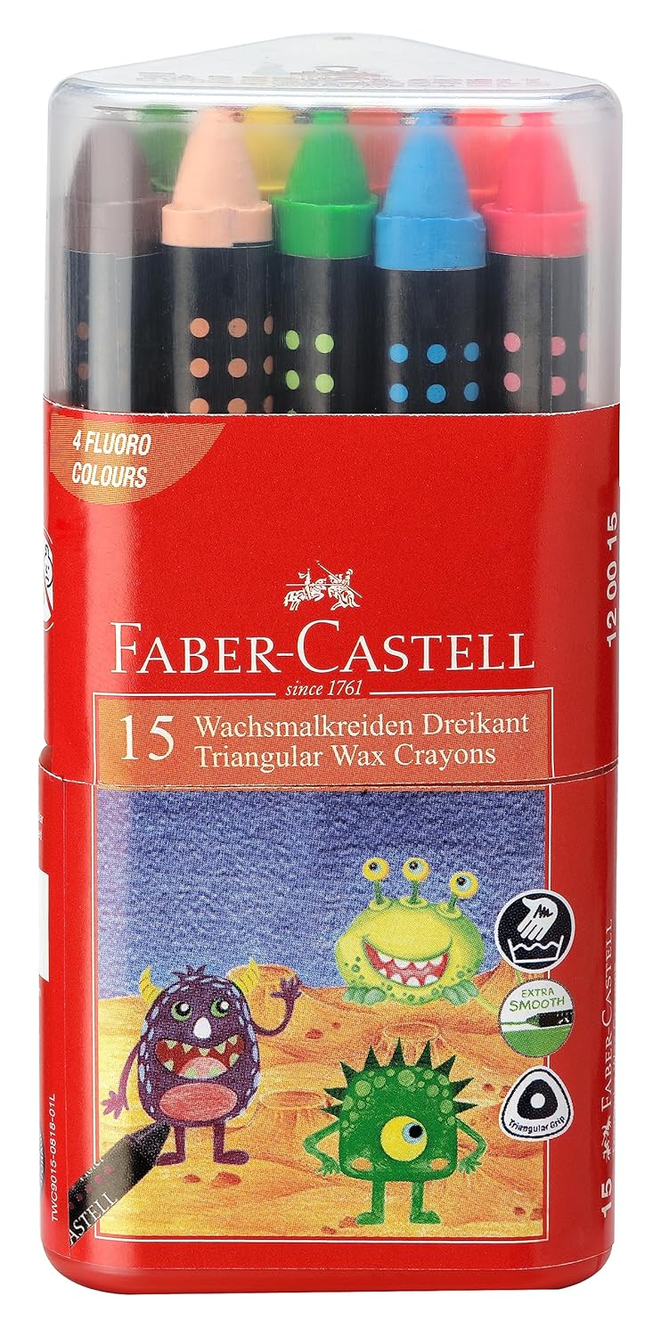 Faber-Castell Triangular 75mm Wax Crayons (Pack of 15)