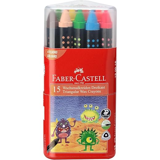 Faber-Castell 15 Triangular Wax Crayons