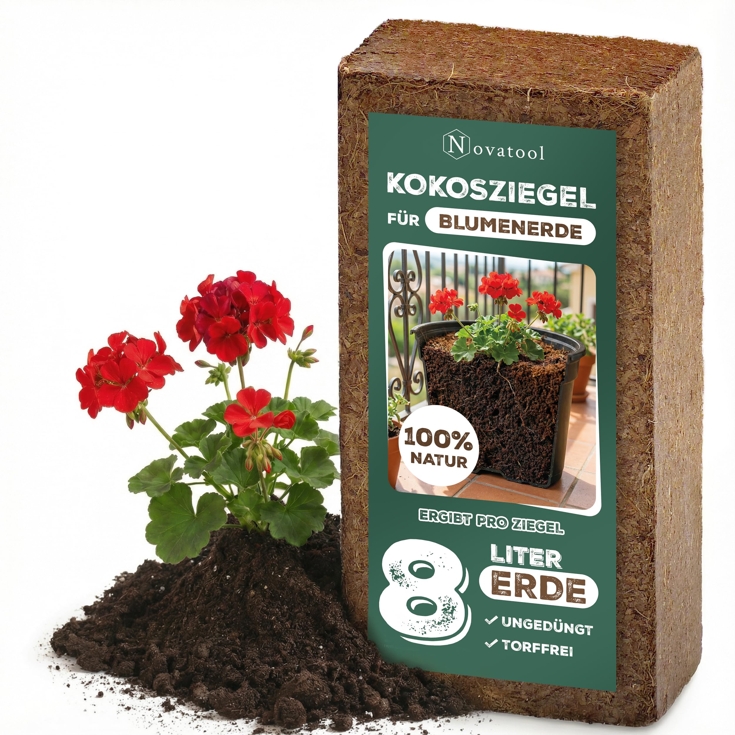 20 x ziemia do kwiatów | ziemia do uprawy roślin bez nawozu | 160 litrów | włókno kokosowe, ziemia orchidei Cocos Humus | 650 g 20 x 5,5 x 10 cm | ziemia do tortów, do ogrodu, kokosa, ziemi