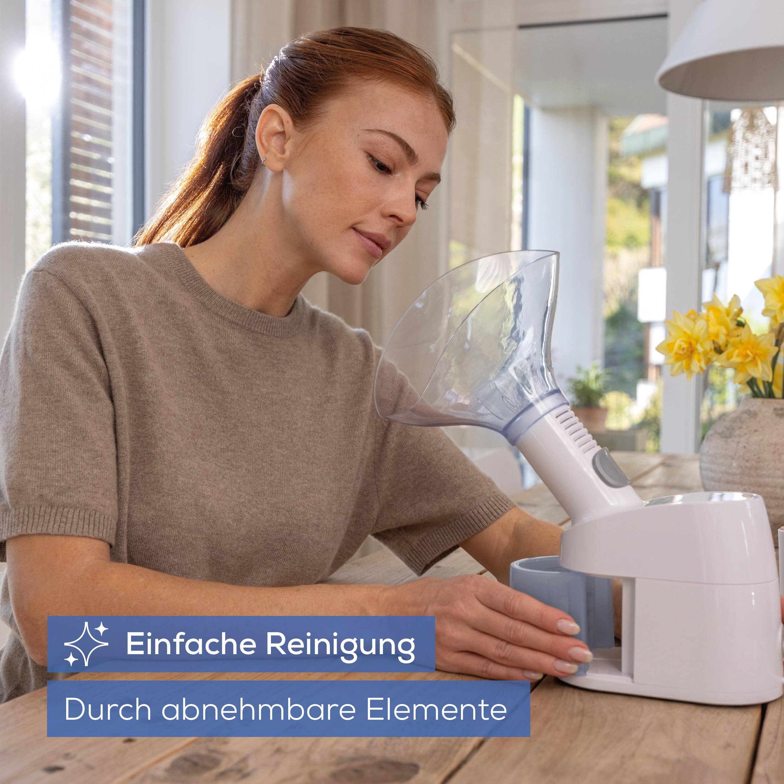 Beurer SI 40 Dampfvernebler, zur Befeuchtung von Mund, Nase und Rachen, Verneblung von Kochsalzlösung und ätherischen Ölen, Luftbefeuchter für die Erkältungszeit, extra leise