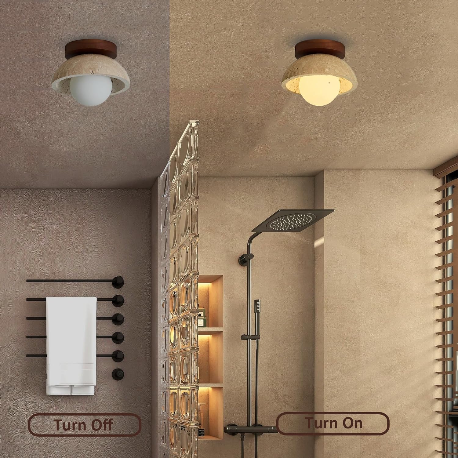 Mid Century Modern Hallway Ceiling Light White Milk Shade Small Marble Natural Stone Ceiling Light Wood Vintage Farmhouse Close to Ceiling Lamp for Bathroom Kitchen Corridor Entryway