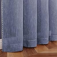 Vista 3 de Selectex - Cortinas transparentes de lino natural con bordes semitransparentes
