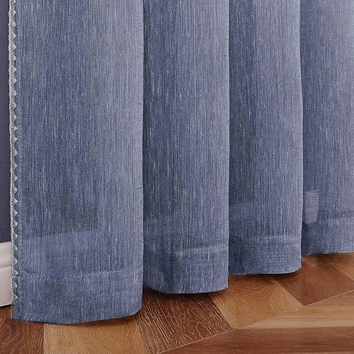 Miniatura 3 de Selectex - Cortinas transparentes de lino natural con bordes semitransparentes