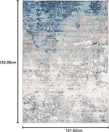 Miniatura 149 de SAFAVIEH Brentwood Collection - Alfombra de área de 9 x 12 pies, gris claro y azul, diseño abstracto moderno, no desprende pelusa y de fácil azul