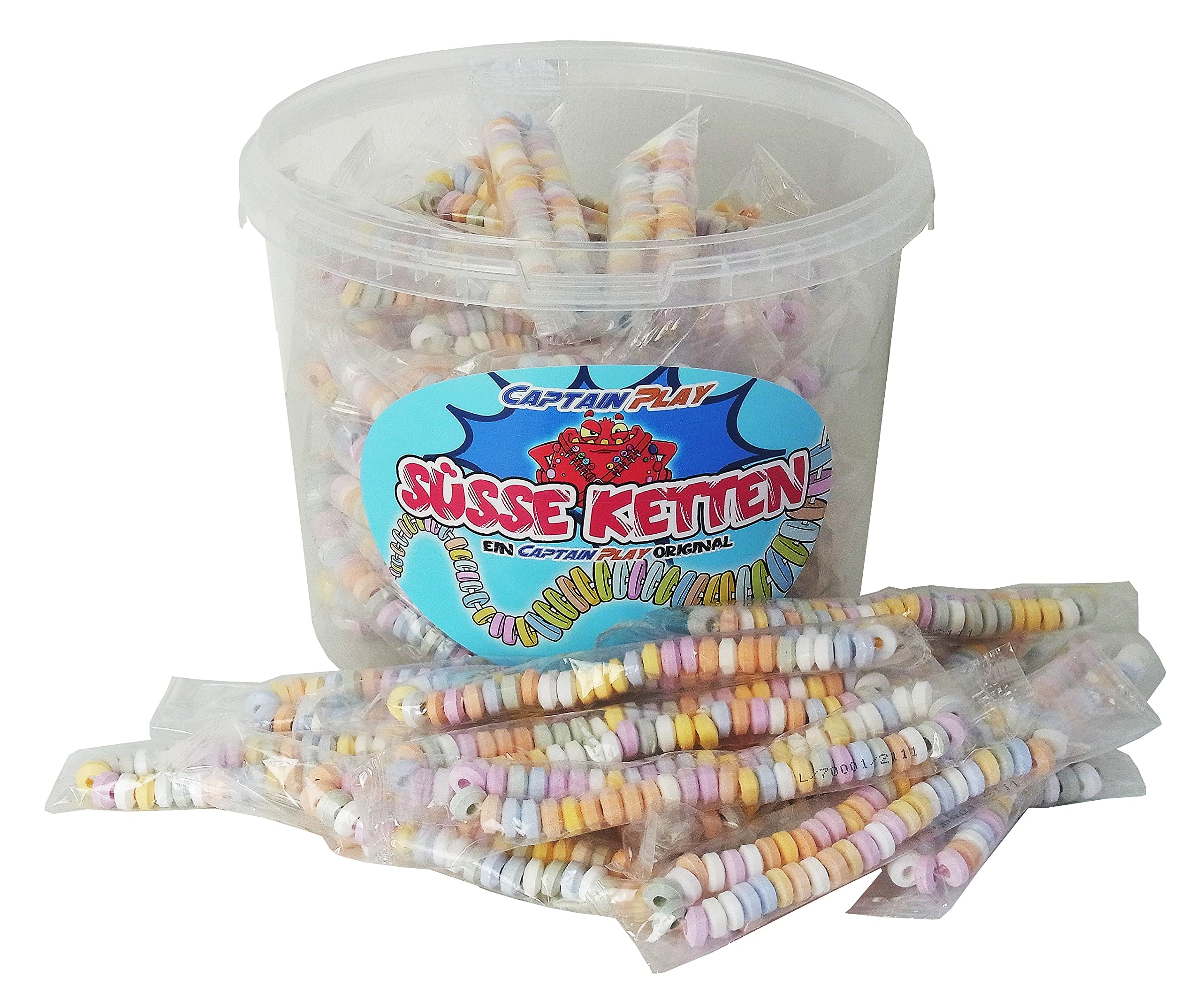 CAPTAIN PLAY Boîte Spéciale avec 50 Colliers Sucrés en emballage individuel, Candy Box avec Colliers Dextrose