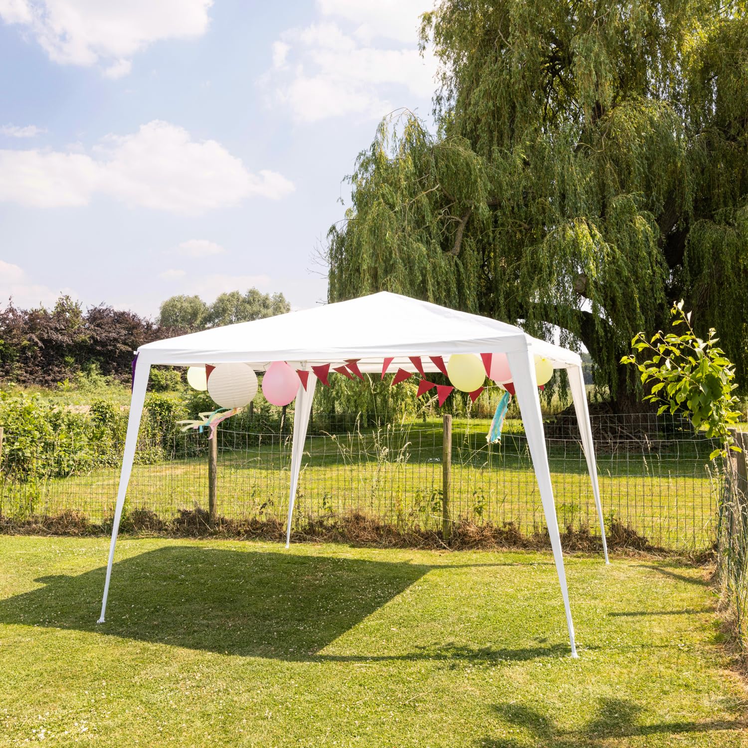 Tente de réception 3x3m, Structure Acier, Toile polyéthylène, Panneaux latéraux, étanche