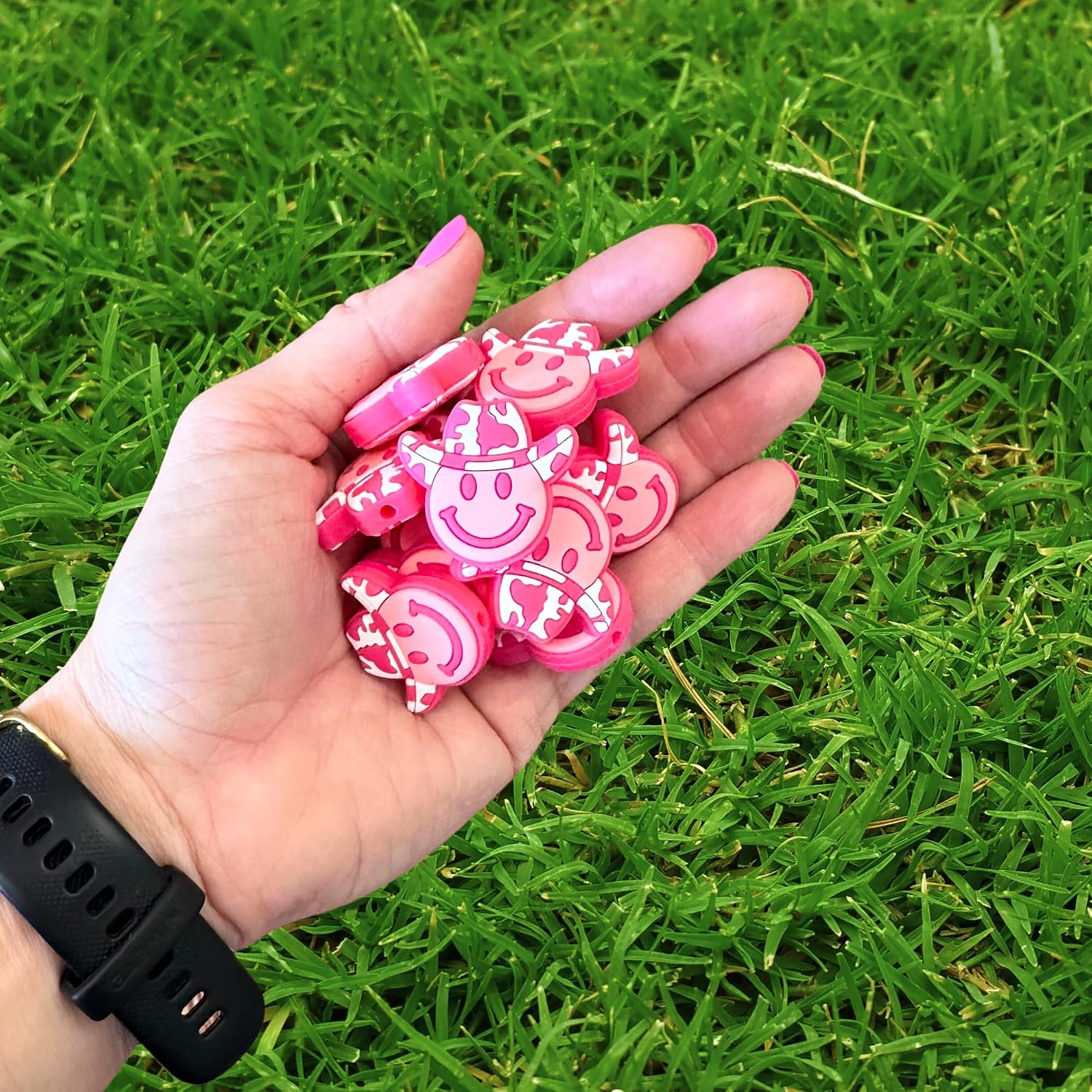 Lashicorn Pink Cow Print Cowgirl Hat Silicone Focal Bead | 12 Pack 1.2” Bulk Wholesale for Keychain Making Kit Pen Country Western Cowboy Boot image 4