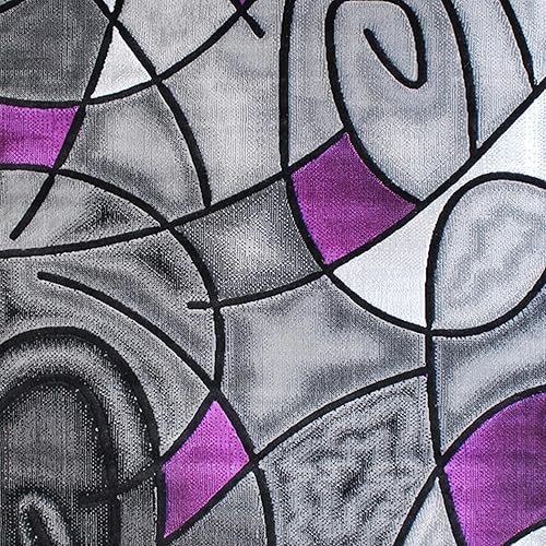 Miniatura 6 de Flash Furniture Jubilee Collection - Alfombra abstracta de olefina morada, alfombra de 8 x 10 pies, respaldo de yute, sala de estar, dormitorio y