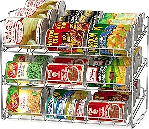 Deco Brothers Stackable Can Rack Organizer for Kitchen and Pantry, Holds Upto 36 Cans, Chrome Finish