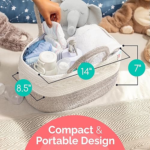 Miniatura 7 de Organizador de pañales de cuerda, almacenamiento para artículos de bebé y niños pequeños, organizador portátil de algodón para guardar fácilmente