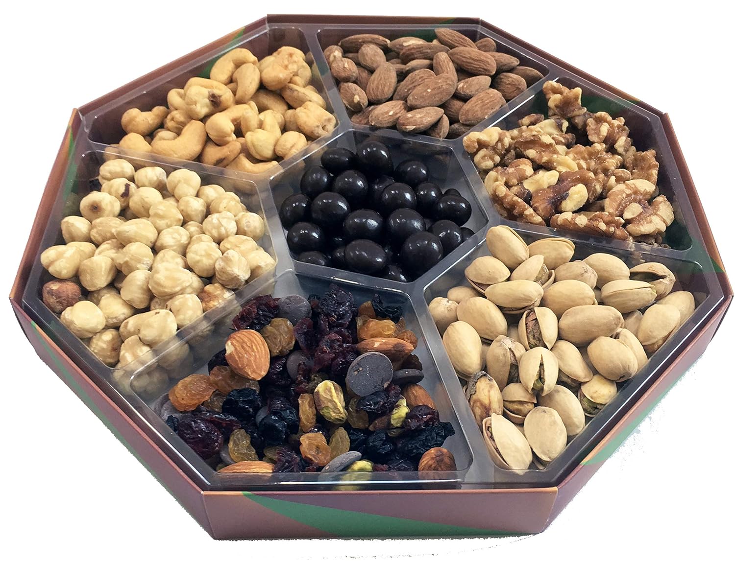 Gourmet Nuts Gift Basket | Holiday Gifts for Diwali, Christmas -Assortment of Healthy Snacks | Get Well Soon | Corporate Gift Box | Octagon Shaped Premium Gift Tray Filled with Fresh Nuts