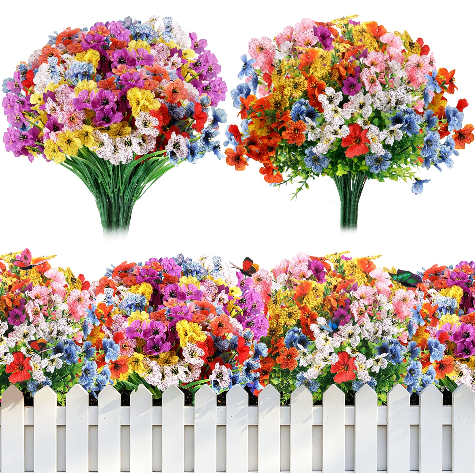 BELICOO Artificial Flowers Outdoor 28 Bundles 7 Colors Violet Fake Flowers