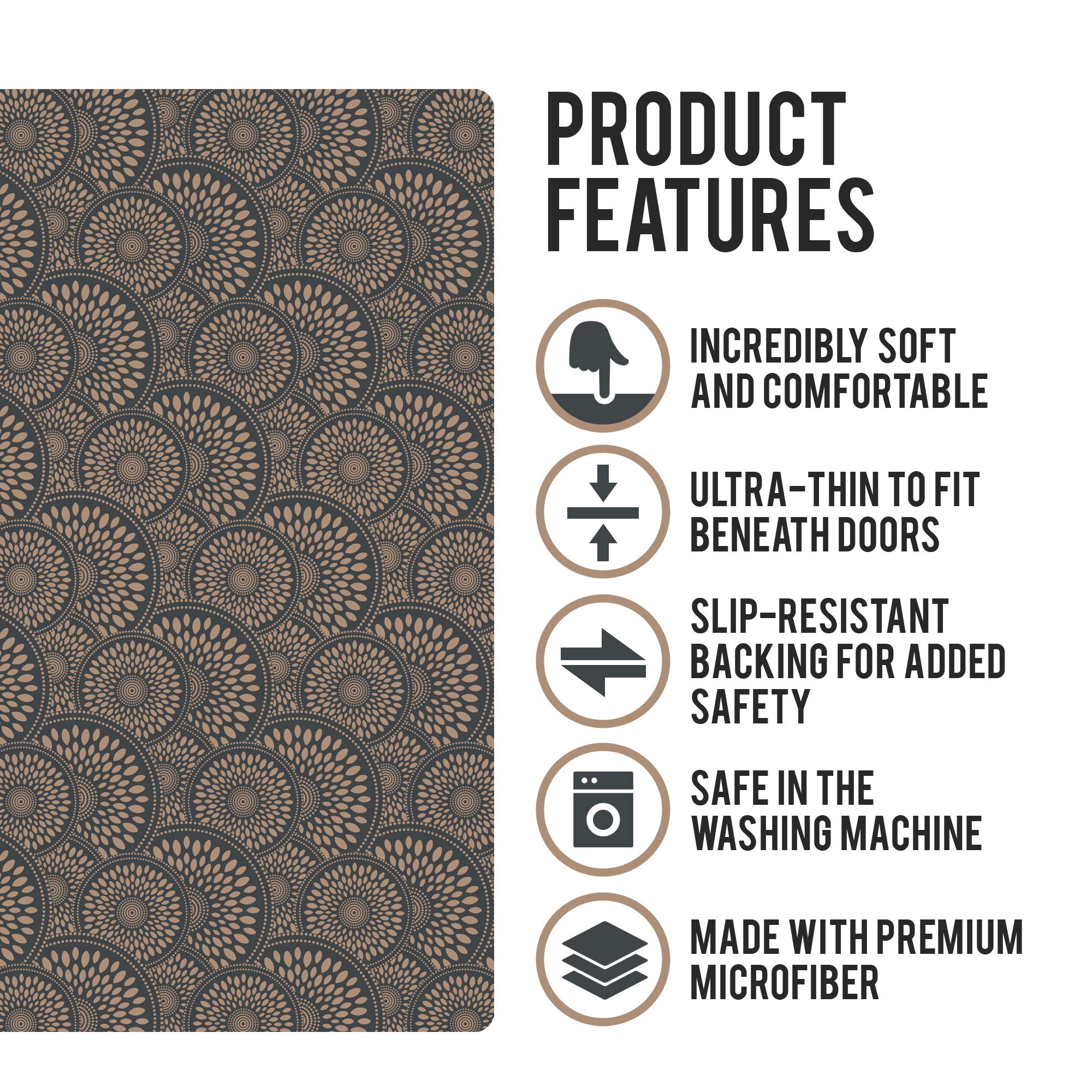 Shape28 Bathroom Mat Bathtub Shower 28x20 Inches Microfiber None Slip Color Cappuccino Design 1S