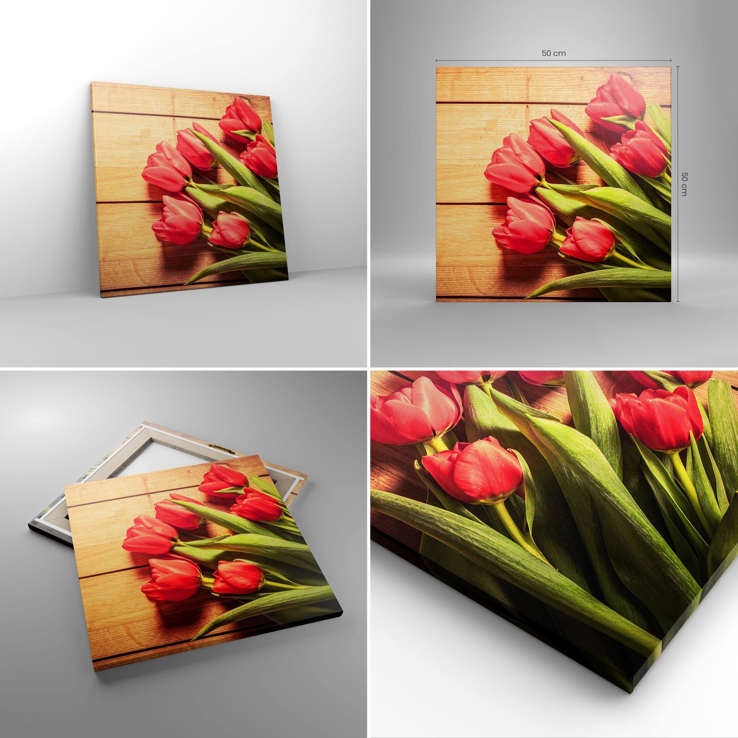 Quadro Moderno Su Tela 120x80 Cm - Tulipani E Mela, Decorazione Murale Per Soggiorno E Camera