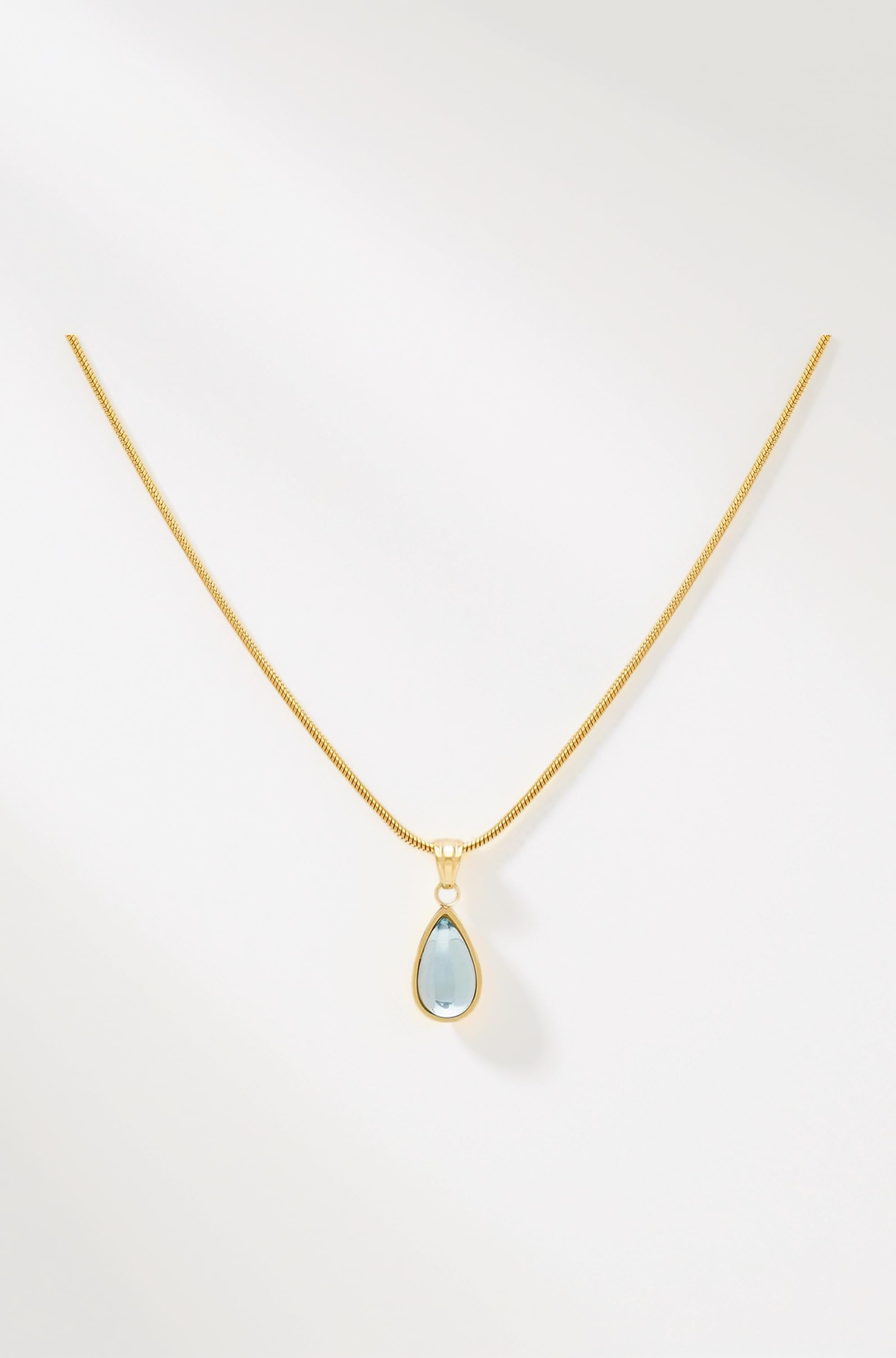Aquamarine Necklace for Women & Girls | Pendant Neck Chain | Modern Design | Aesthetic Jewellery | Diwali, Birthday, Anniversary & Special Occasions Gift | Everyday Wear Jewelry