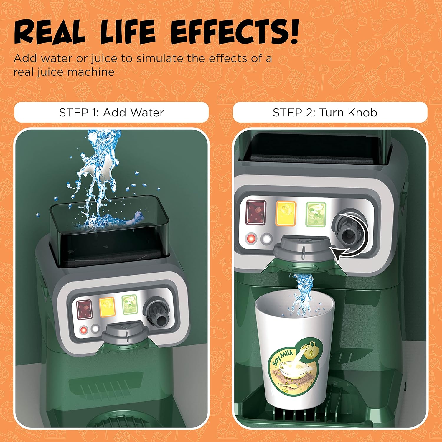 Pretend Play Burger Shop with Menu Toy Set, Kids Kitchen Playset Play Food Retro Diner Stand for Kids - Toddler Kitchen Playset Accessories Toy with Juice Drink Machines, Hamburger Fastfood- 25 PCS