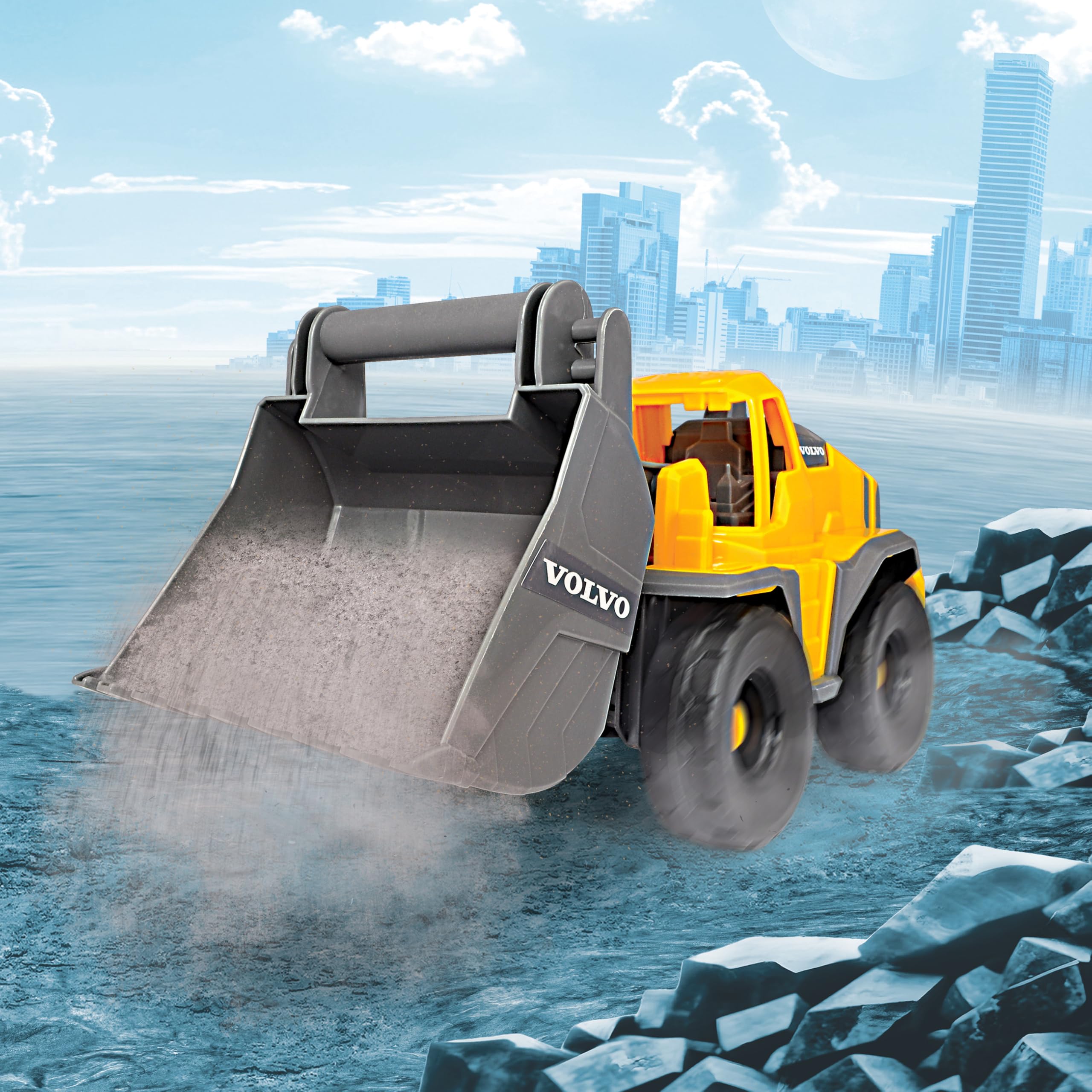 Dickie Toys - Volvo Tough Loader (26 cm) – koparka do zabawek dla dzieci od 3 lat z wolnym biegiem i ruchomą łopatą, nadaje się jako zabawka do piasku