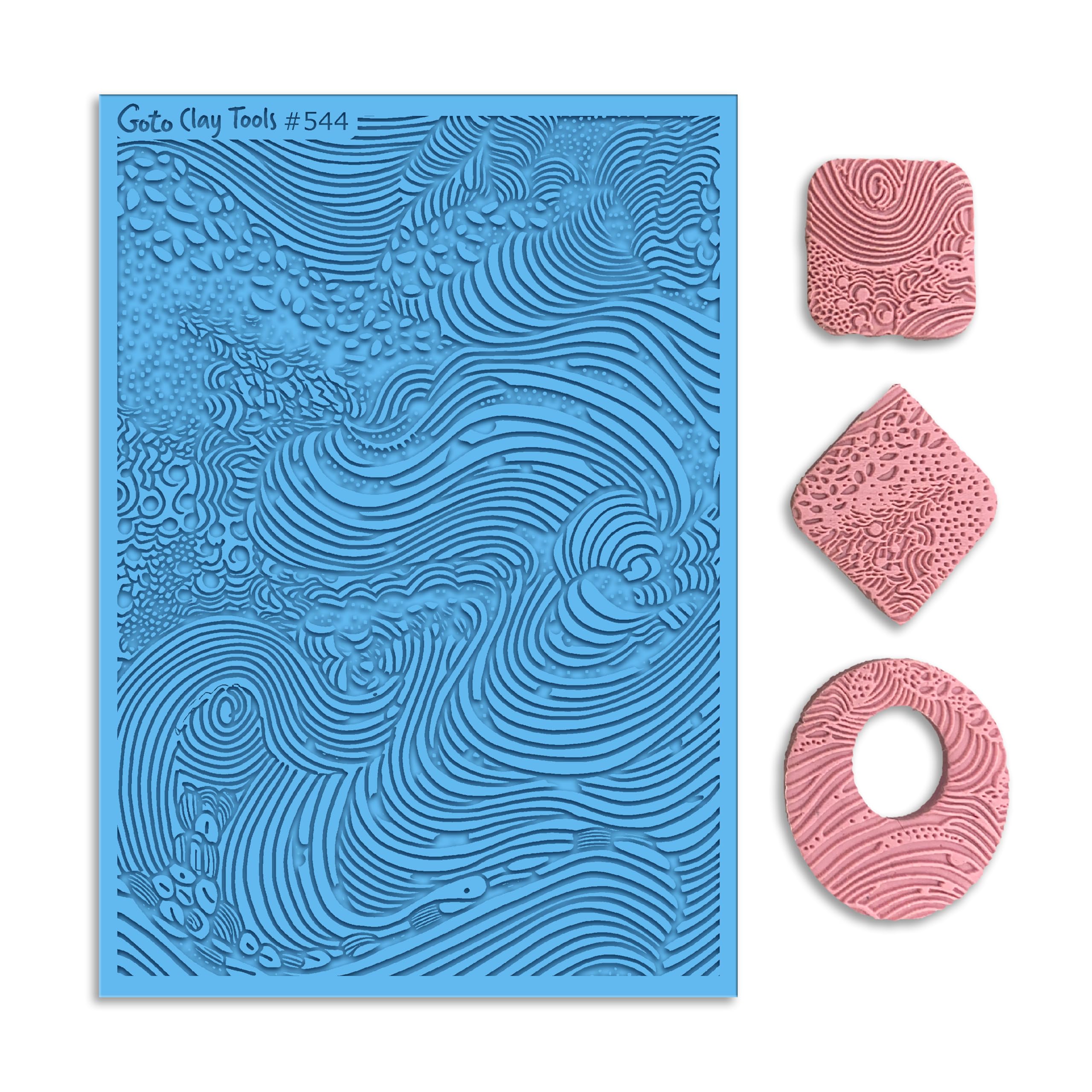 GOTO CLAY TOOLS Abstract Wave Texture Sheets for Polymer Clay, Achieves The Same Texture as a Polymer Clay Roller, Waves Texture mat for Polymer Clay – TM-544