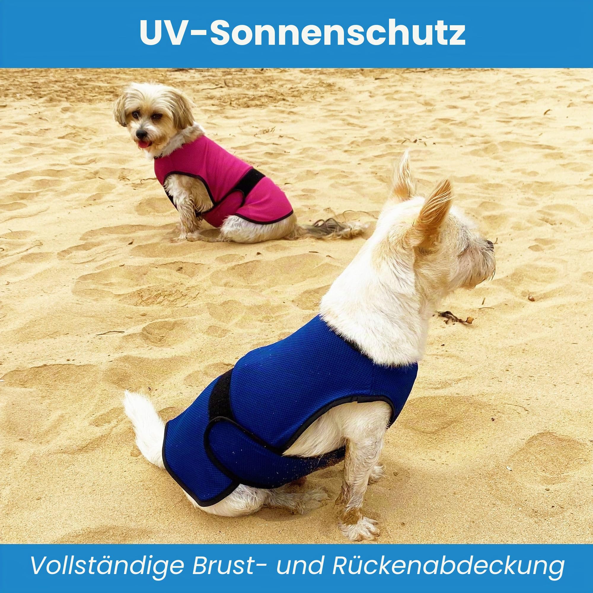 Kühlweste für Hunde, leichte Jacke mit verdunstender Kühl-Mikrofaser-Technologie, UV-Schutz-Shirt für Strand, Größe für kleine, mittelgroße und große Hunde (L, Dunkelblau)