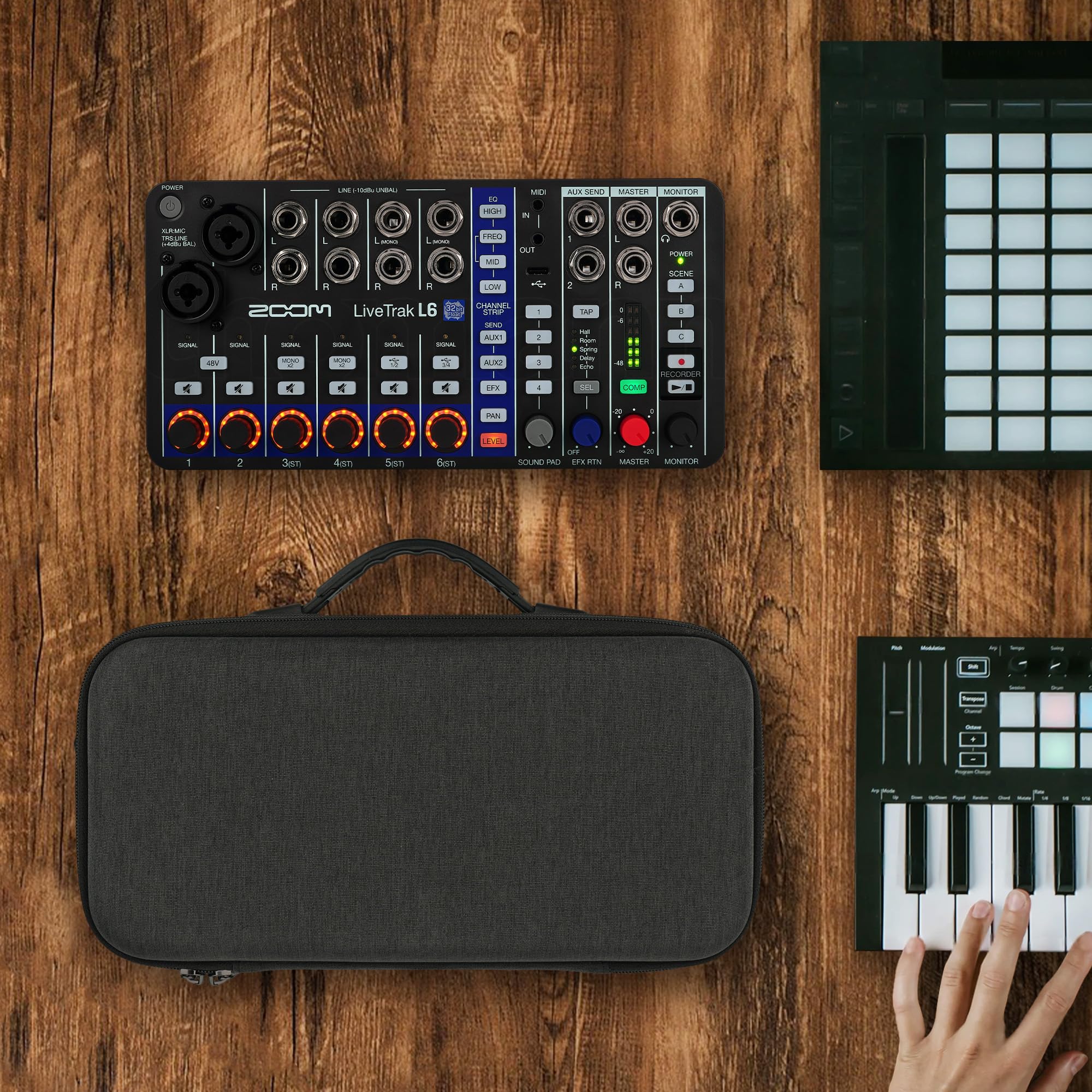 GEEKRIA Hartschalen-Reisekoffer kompatibel mit Zoom LiveTrak L6 / L6 Digitalmixer, Tragetasche für Audio-Mixer (Dunkelgrau)