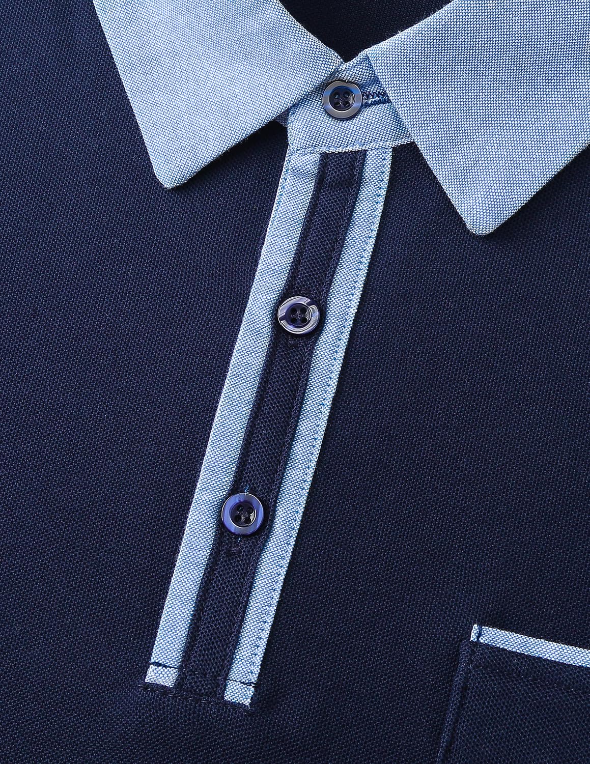 VMSUCIJ Polo Uomo Manica Lunga Cotone con Colletto Bottoni Sportive Base Polo Golf