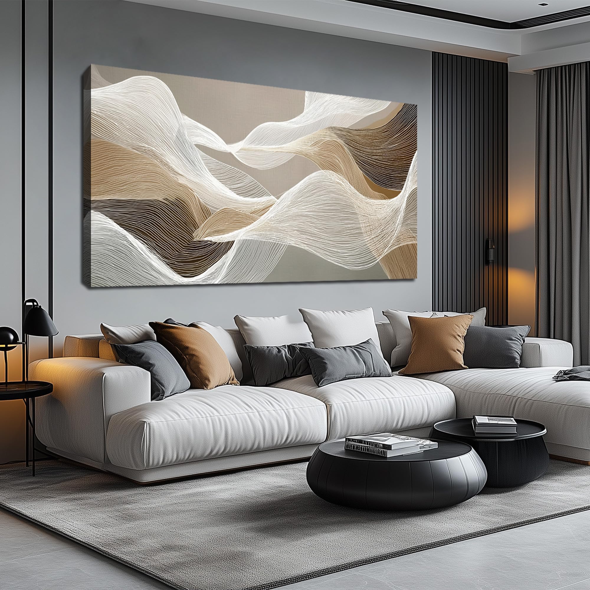 AOZEMI Grey Wall Art Abstract Wall Painting for Living Room