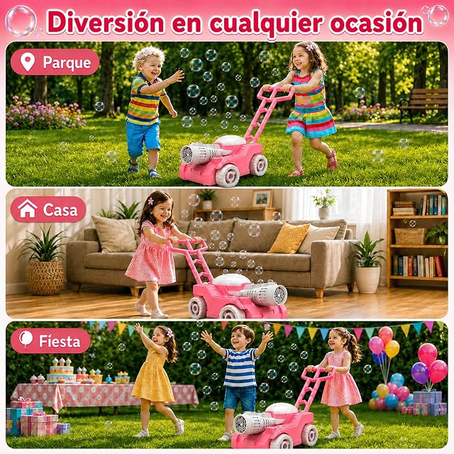 Foto 8 de 8 de SaiXuan Cortacésped de Burbujas para Niños con Luz, Máquina de Burbujas para Exterior