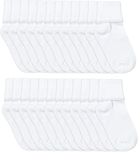 jefferies socks Unisex niñas niños bebé clásico puño calcetines de algodón paquete de 24pares